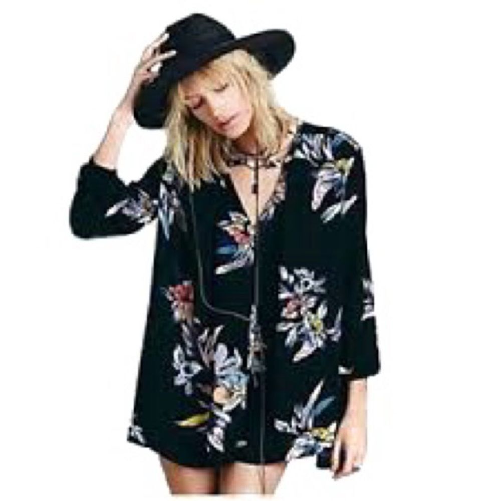 Free People Electric Orchid Keyhole Summer Floral Bohemian Boho Mini Dress XS